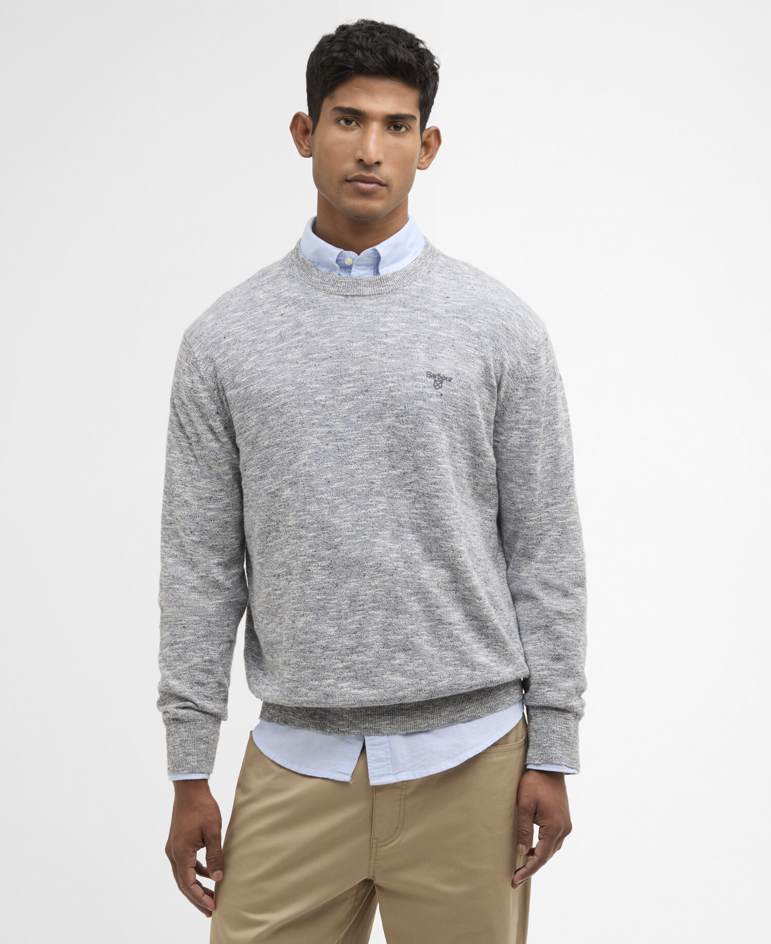 Flaxby Linen Blend Crew Neck Navy
