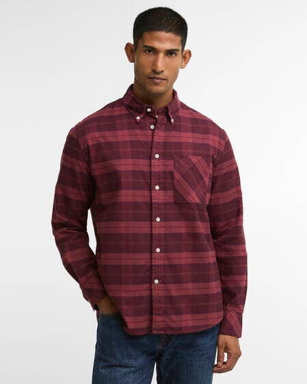 Mineral Tartan Authentic-Fit Long-Sleeved Shirt Crimson Heather