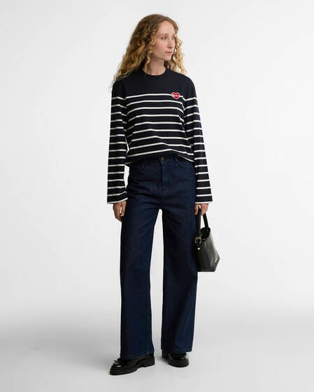 Harling Striped Long-Sleeved T-Shirt Dark Navy/Cloud