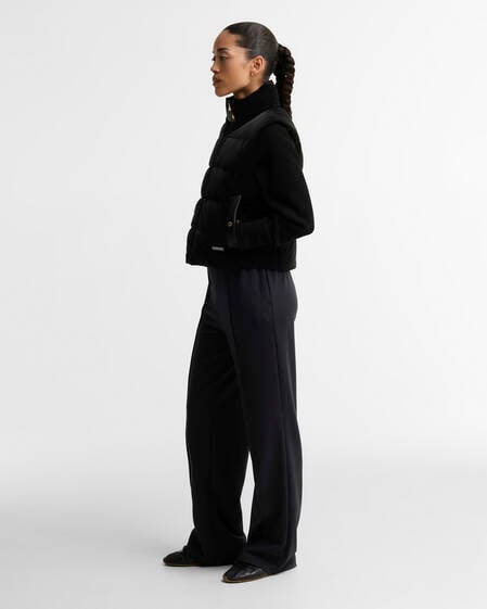 Balaton Faux-Velvet Quilted Sweatshirt Black