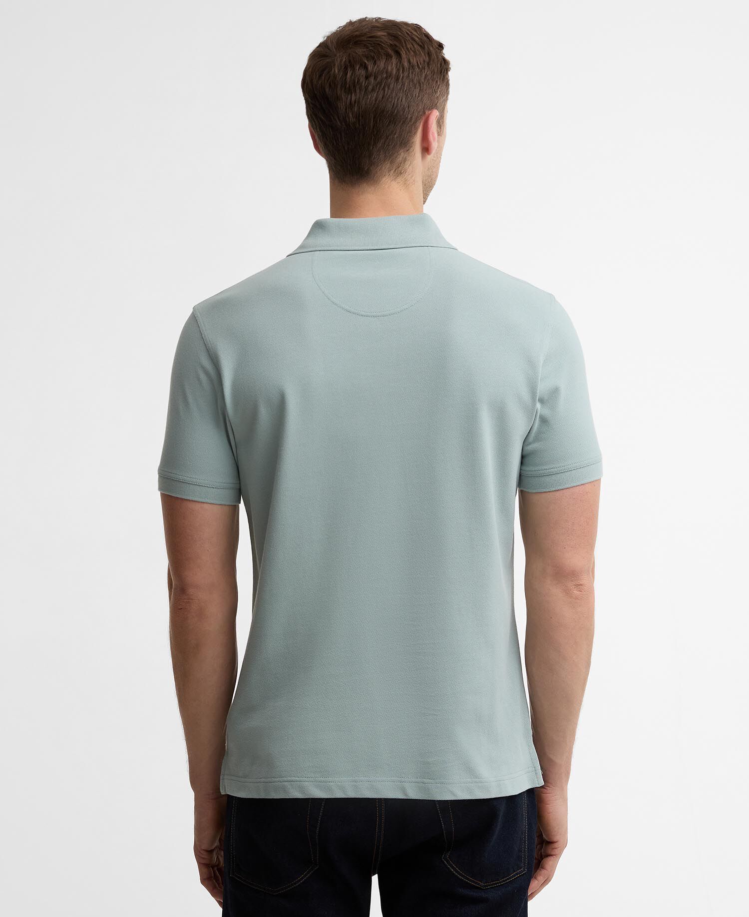 Tartan Pique Polo Shirt Dusty Slate