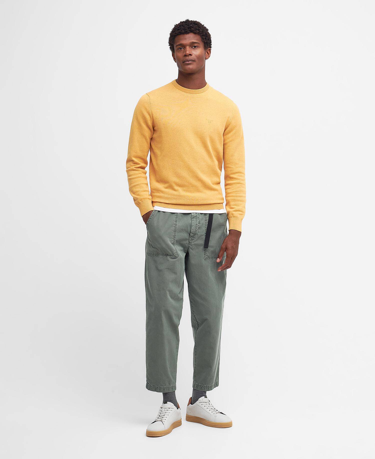 Pima Cotton Crew Neck Jumper Honey Gold image number 1