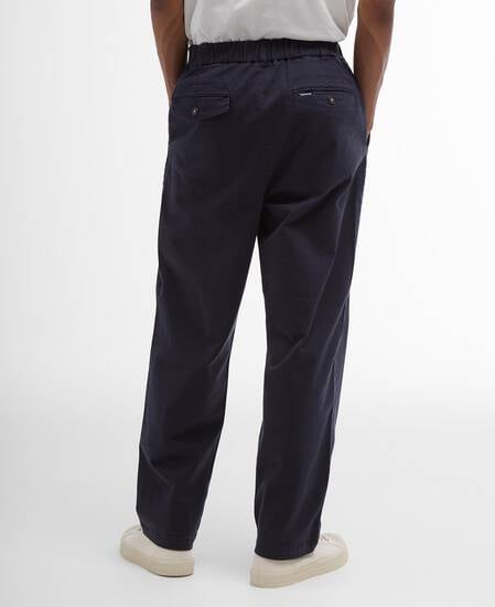 Washed Stretch Relaxed Trousers Dark Navy