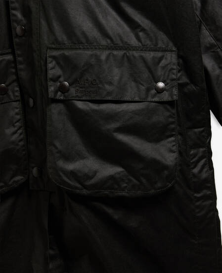 Barbour x A.P.C. Sugarlump Bedale Long Waxed Jacket Dark Sage