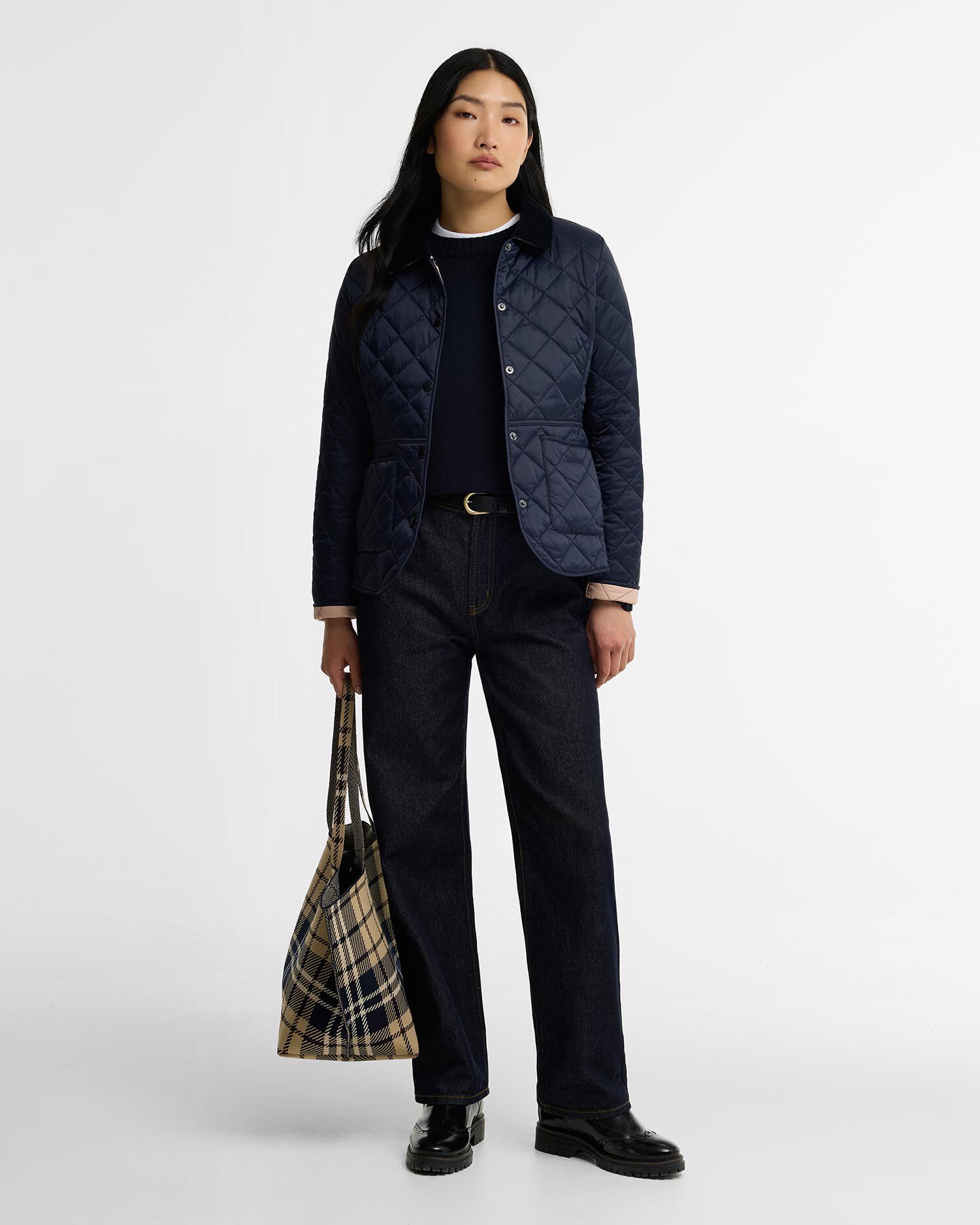 Deveron Quilted Jacket Navy-Pale Pink
