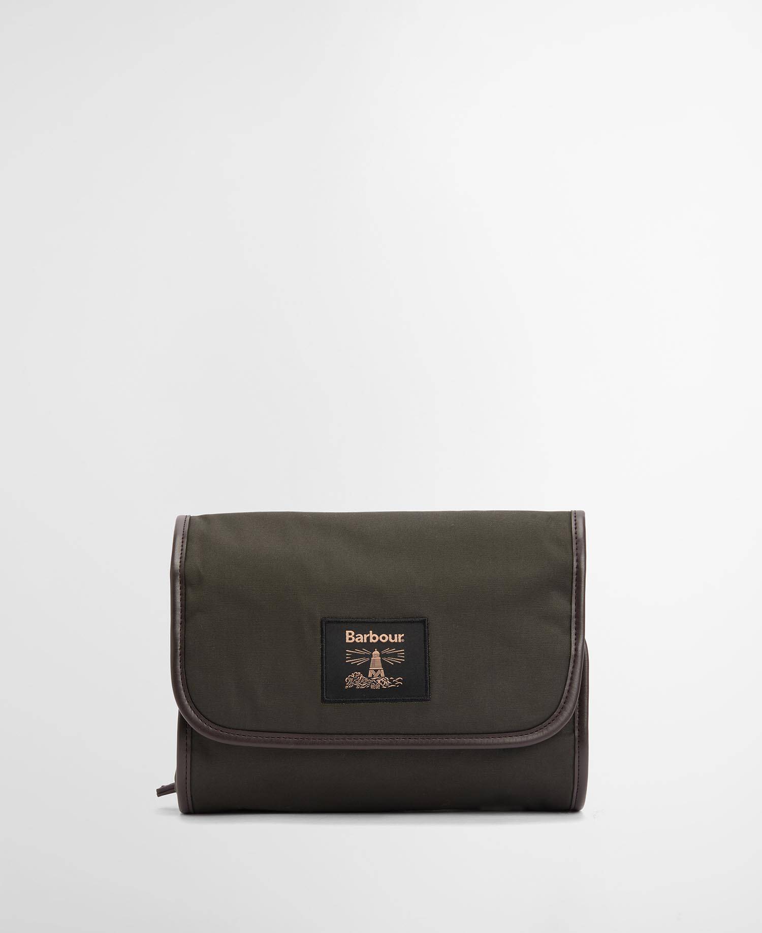 Waxed Hanging Washbag Olive/Beacon image number 0