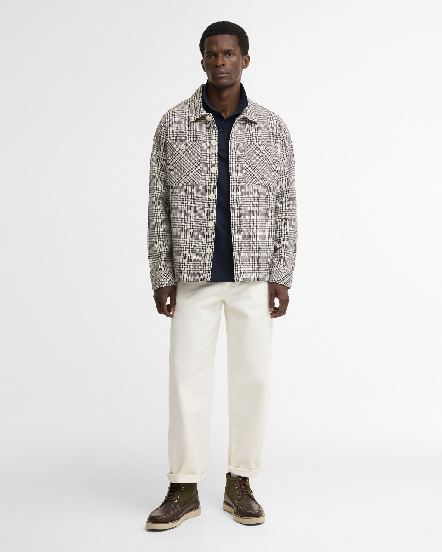 Alderney Houndstooth Overshirt Whisper White