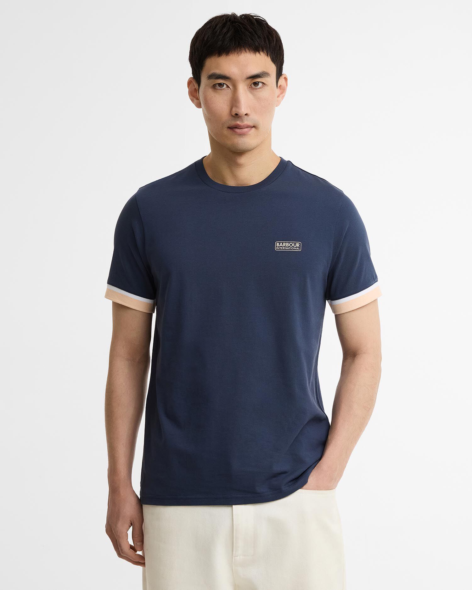 Deep Cuff Evan Tipped T-Shirt Oxford Navy