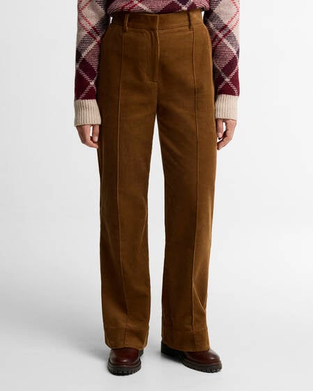 Pantaloni svasati Emmy a coste Tan
