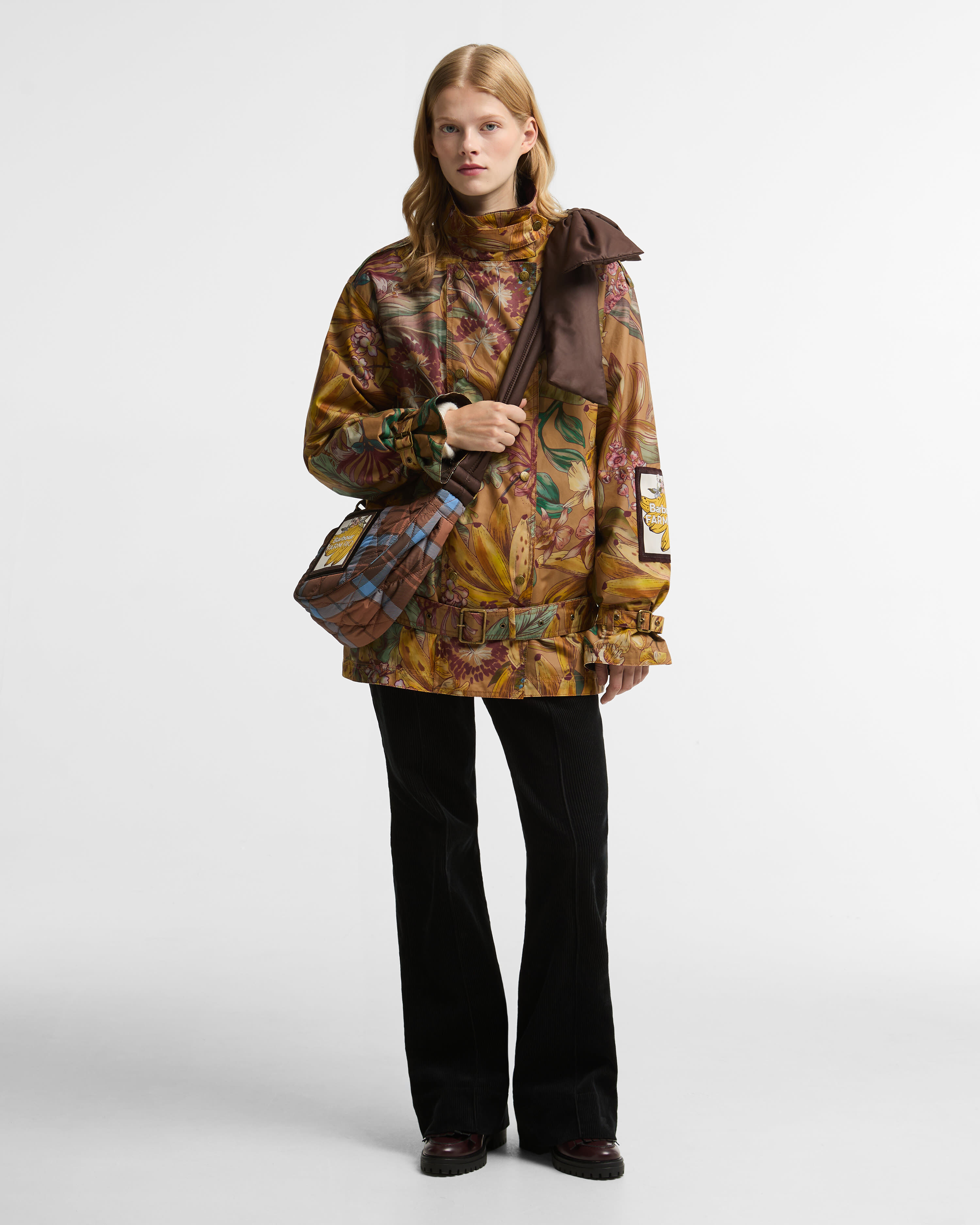 Barbour FARM Rio Wachsjacke Attalea Belted Banana Groove Print