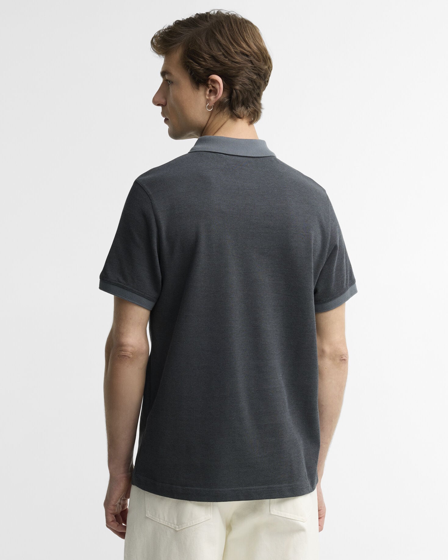 Morley Oxford Polo Shirt Black/Washed Charcoal