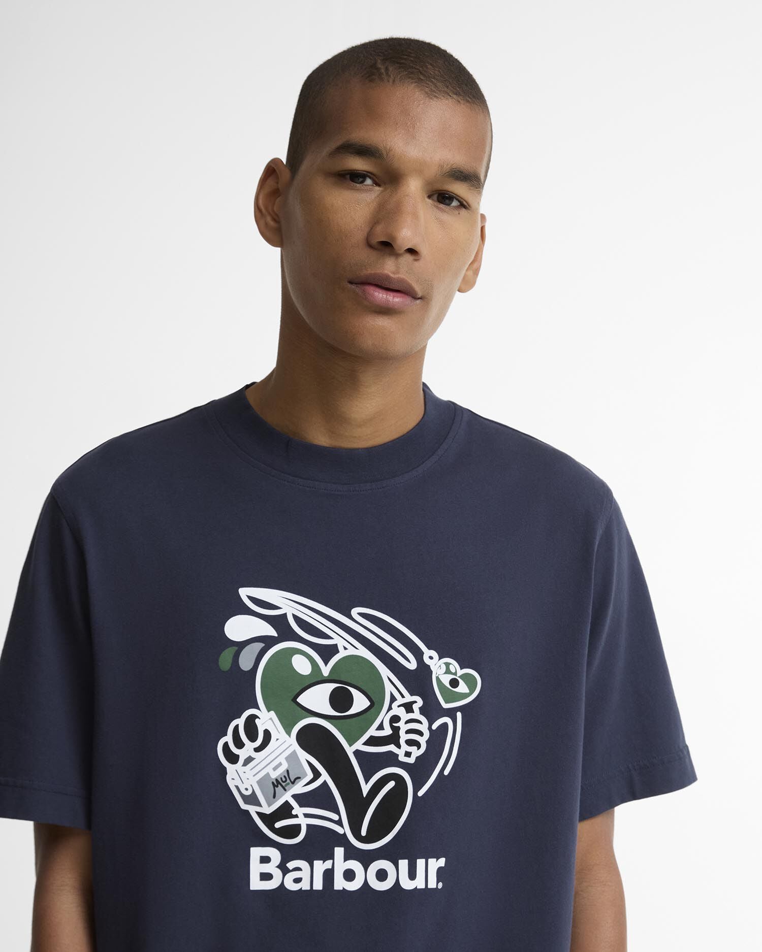 T-shirt Gone Fishing con vestibilit&agrave; comoda Barbour x Mul Navy