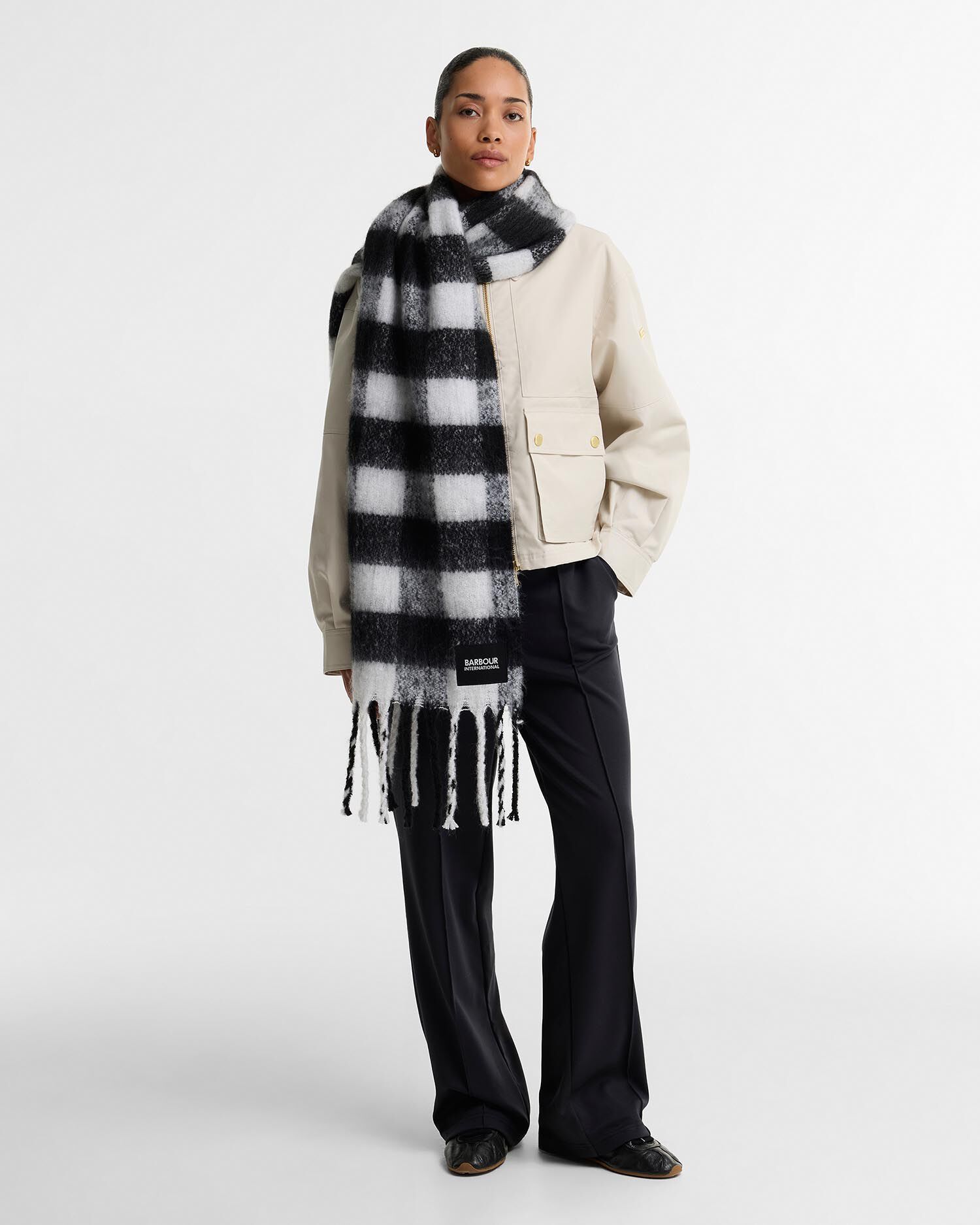 Branton Gingham Scarf Black/White Gingham