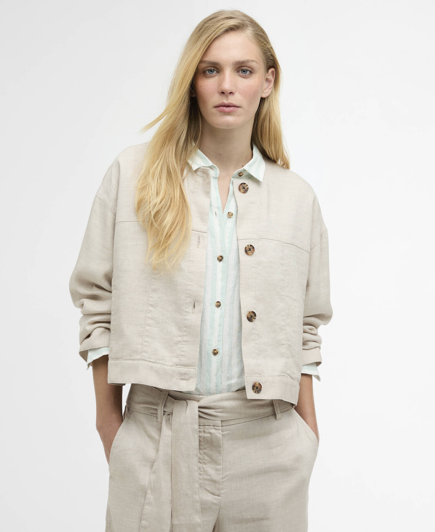Gabby Collarless Overshirt Mist image number 0