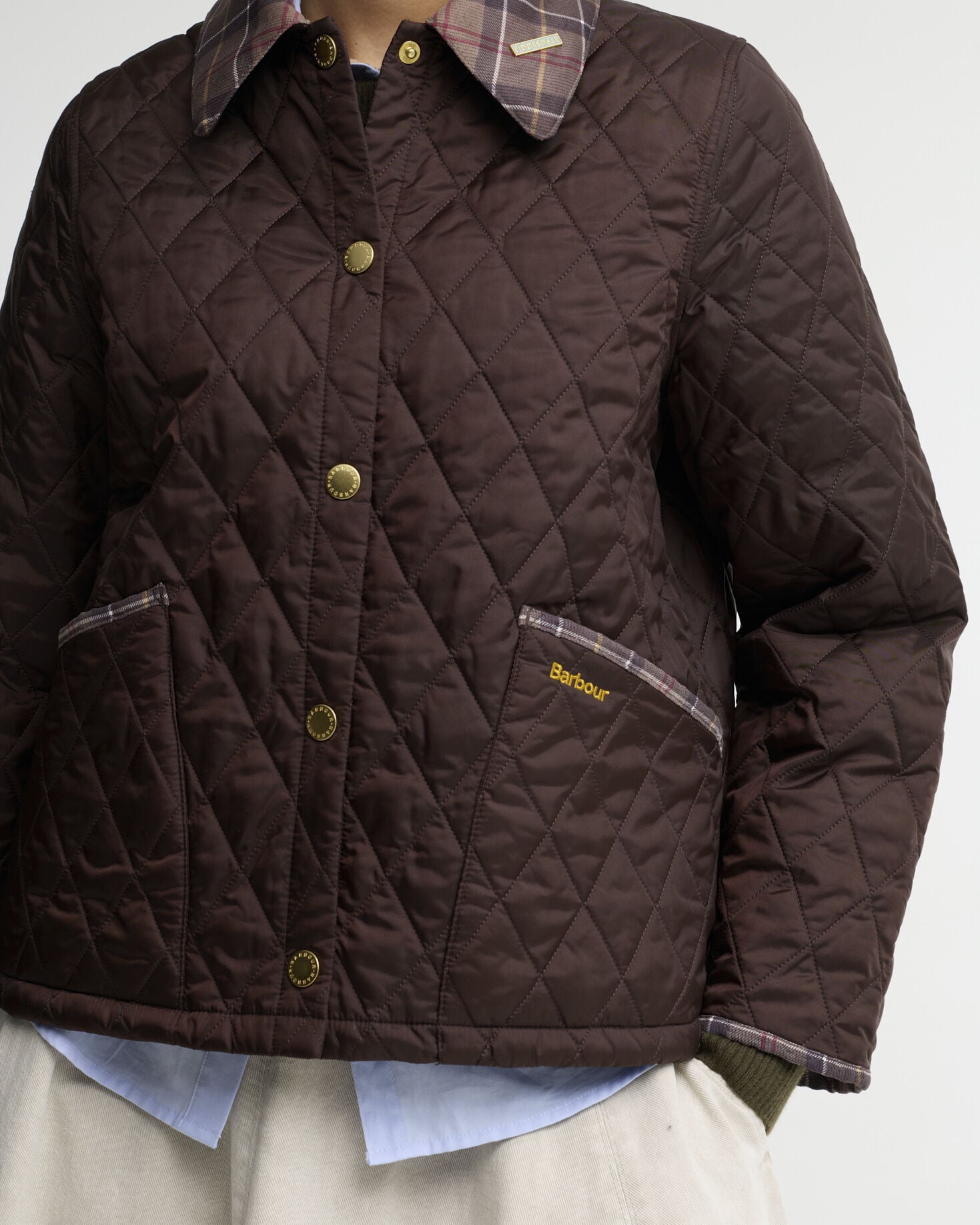 Barbour Steppjacke Icons Tartan Collar Cropped Liddesdale Rustic/Muted