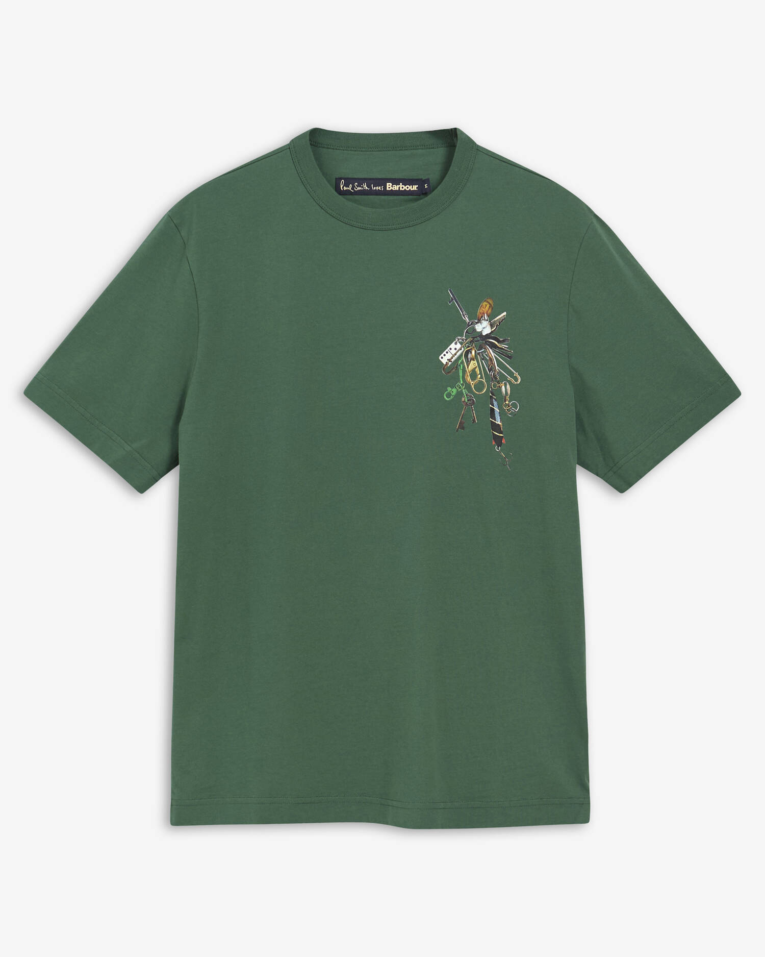Paul Smith Loves Barbour Key Graphic T-Shirt Bottle Green image number 0