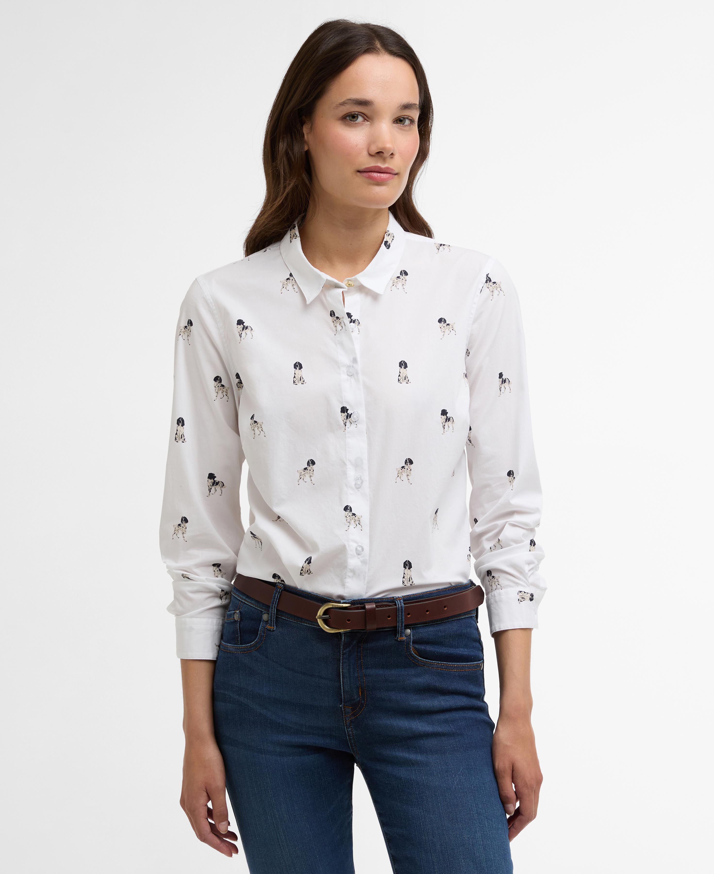 Brambles Tailored Long-Sleeved Shirt Sketched Dog Print