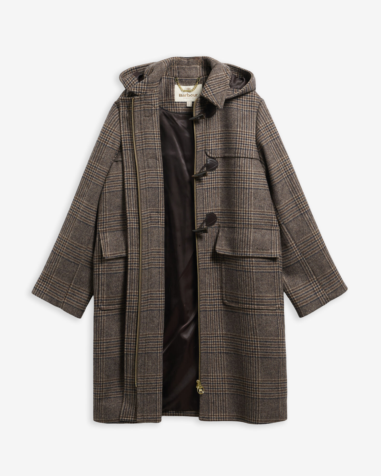 Melody Check Wool Duffle Coat Prince Of Wales/Ganache