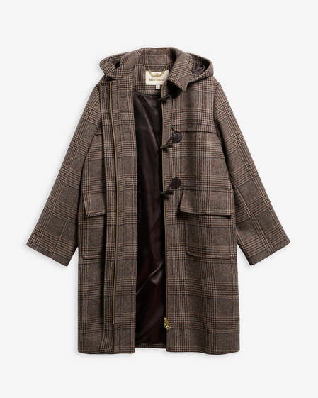 Melody Check Wool Duffle Coat Prince Of Wales/Ganache
