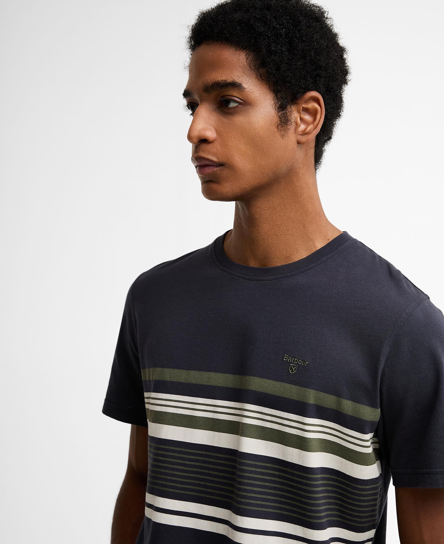 Teeside Striped Graphic Tailored T-Shirt Dark Navy