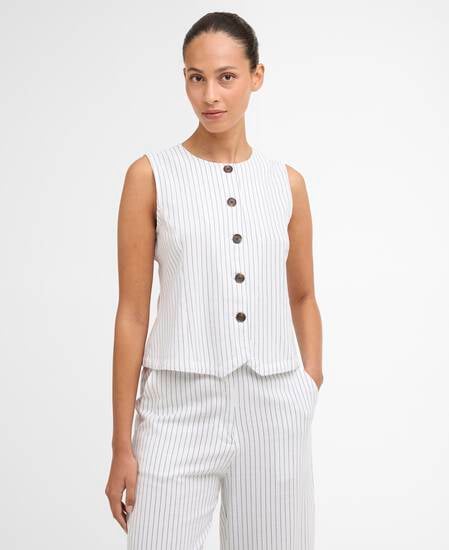 Sloane Striped Waistcoat White/Dark Navy Stripe
