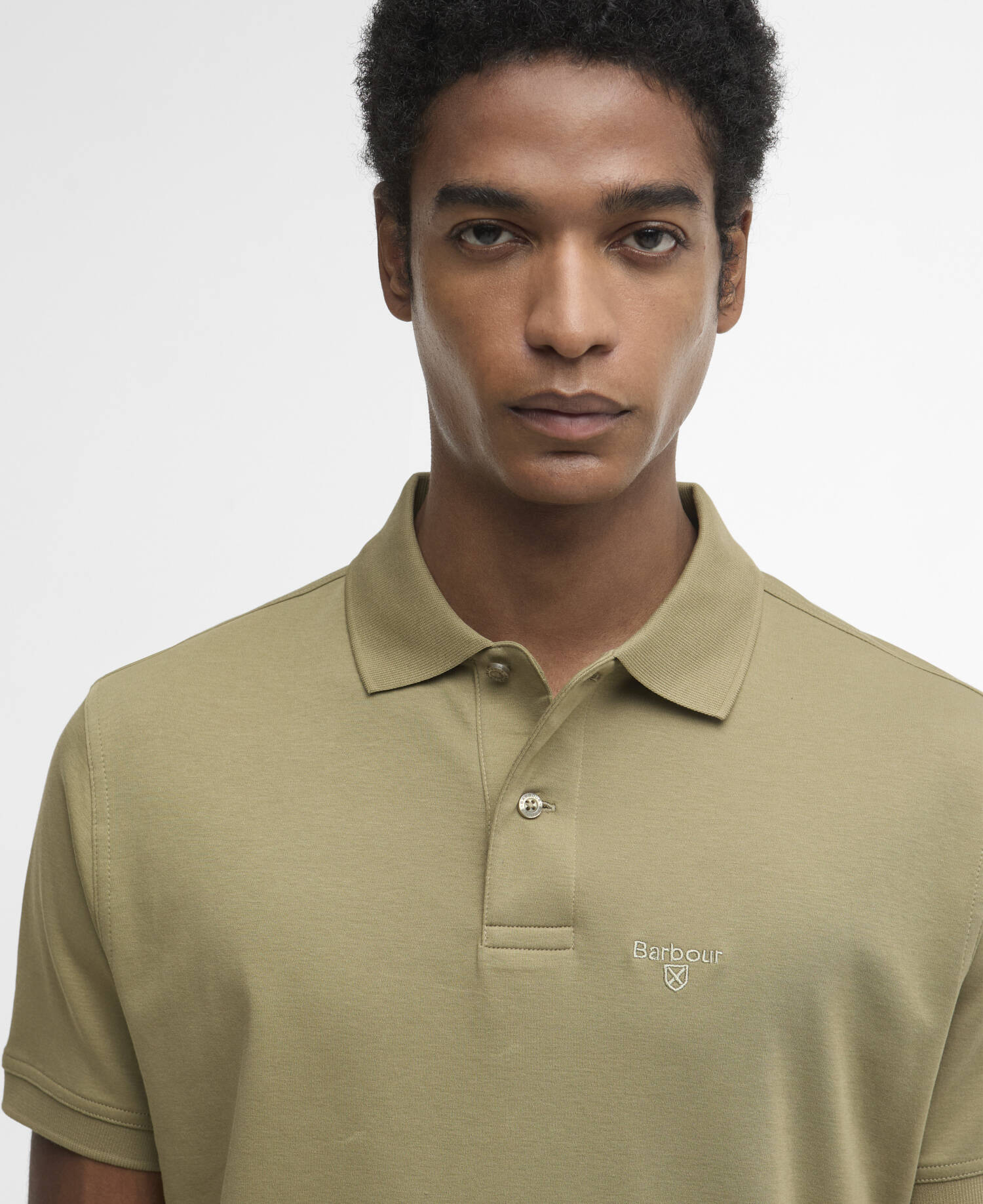 Polo Hylton a maniche corte Bleached Olive image number 3