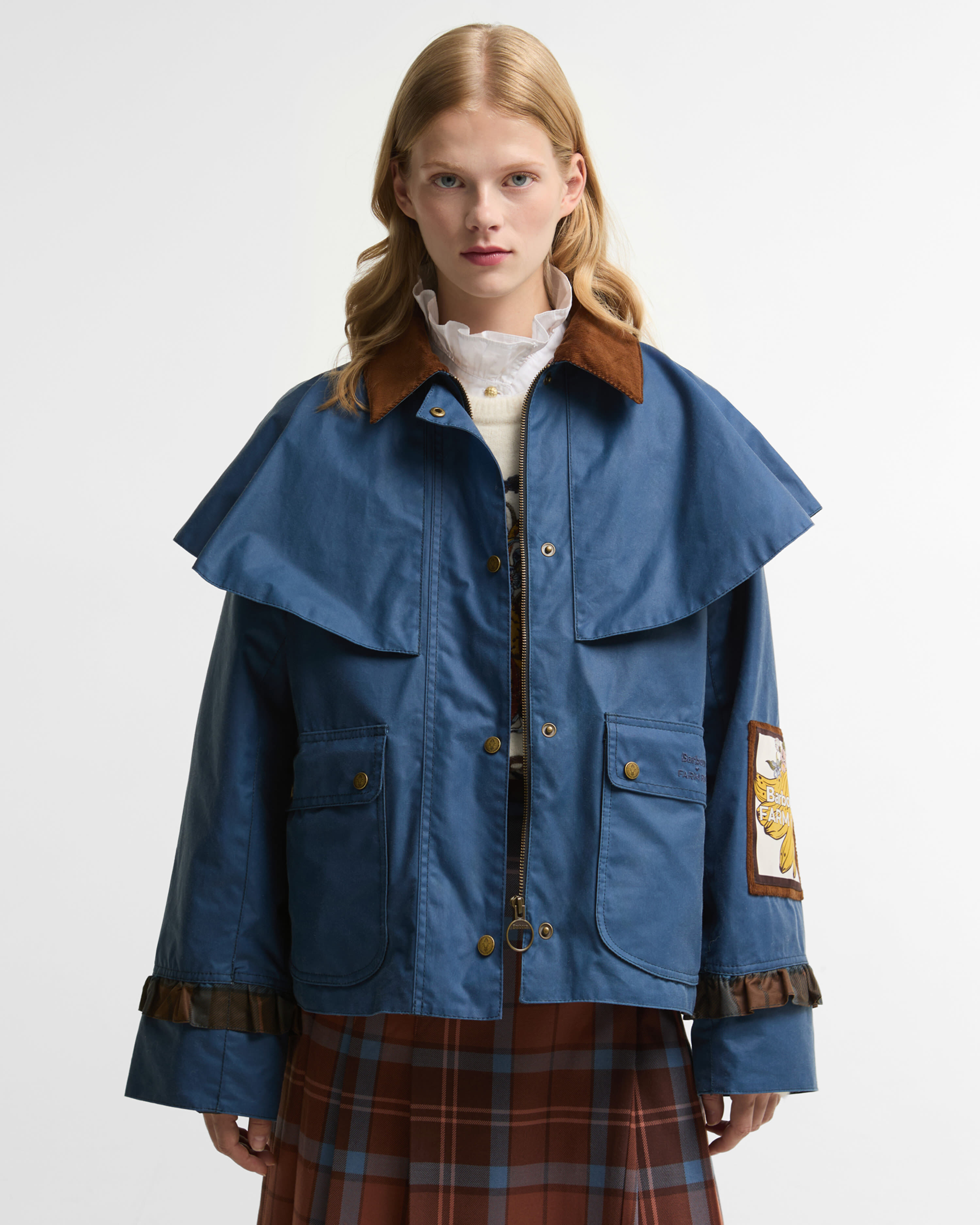 Giacca cerata Venosa Barbour FARM Rio True Navy/Tropical Tea Tartan