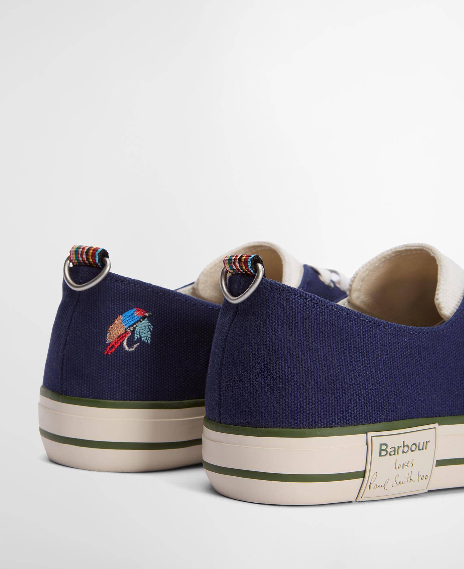 Paul Smith Loves Barbour Men's Plimsolls Dark Navy image number 3