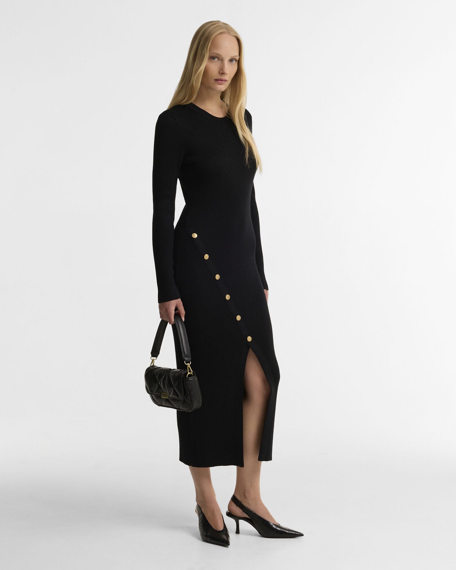 Molina Knitted Midi Dress Black