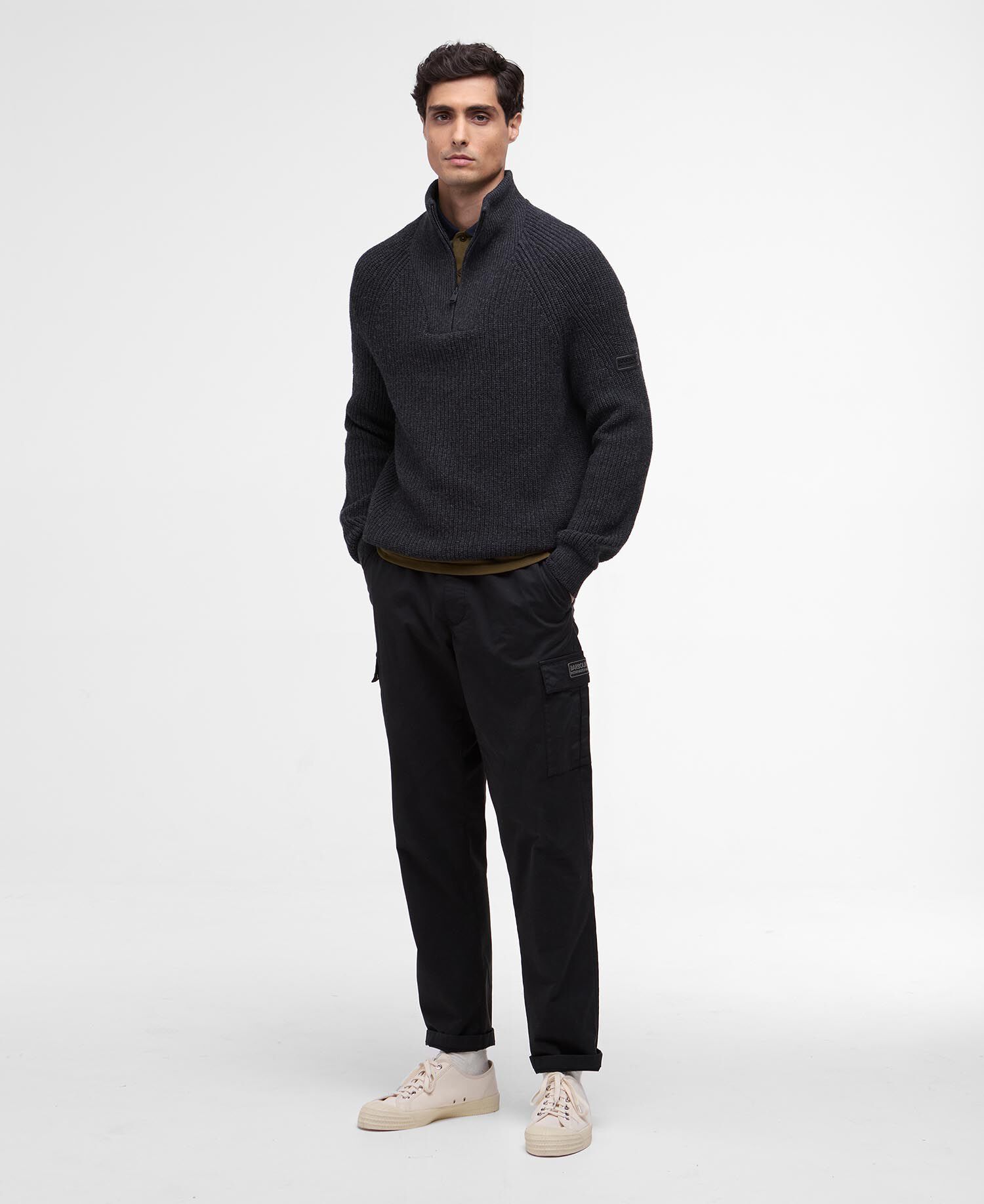 Maglione Chester con zip corta Charcoal Marl