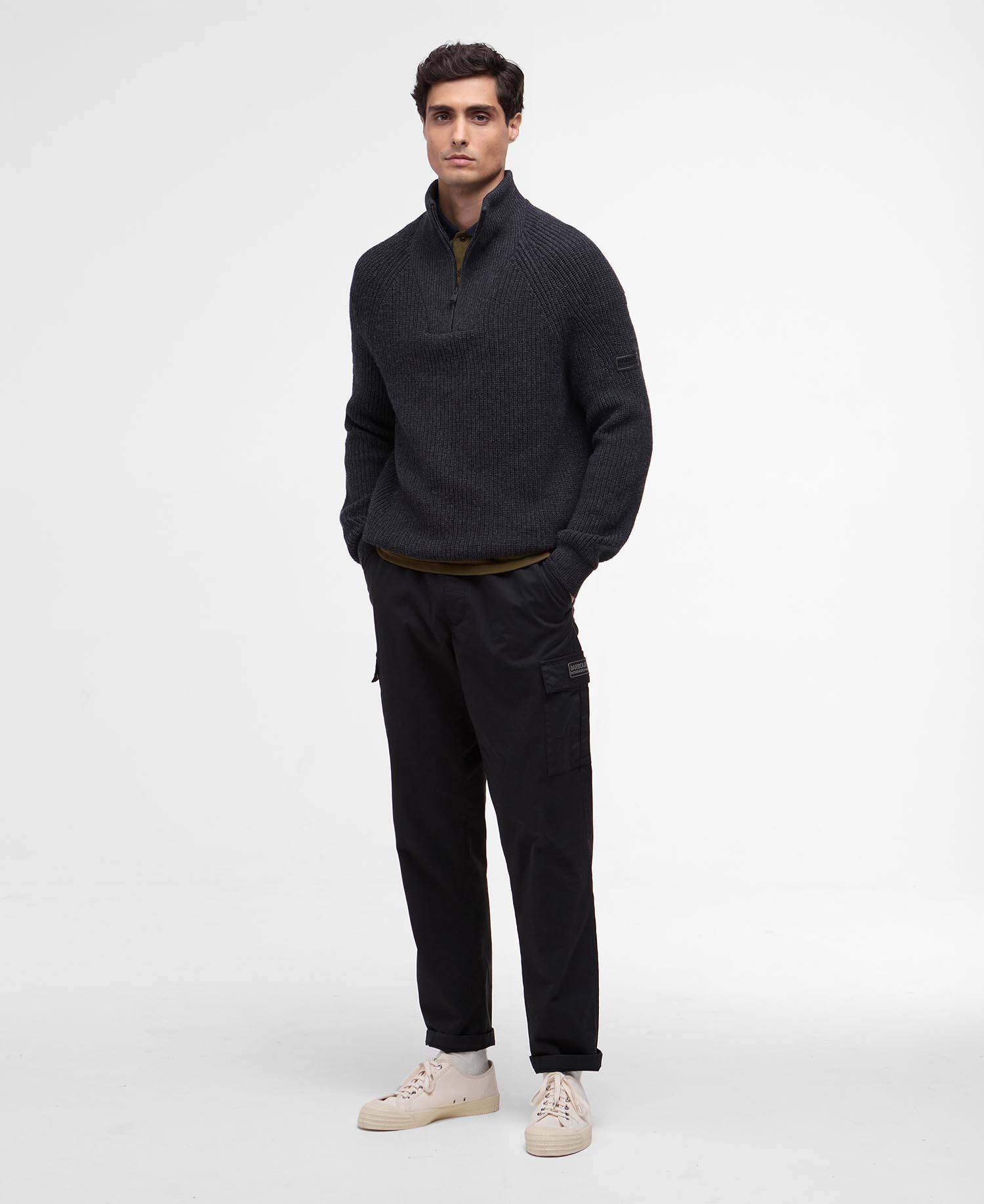 Maglione Chester con zip corta Charcoal Marl image number 1