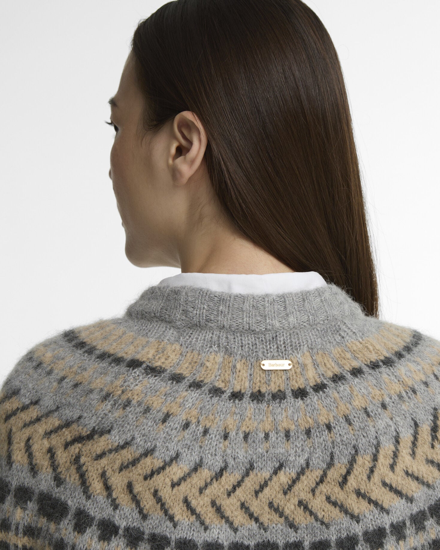 Barbour Pullover Annette Fairisle Rundhalsausschnitt Grey Multi
