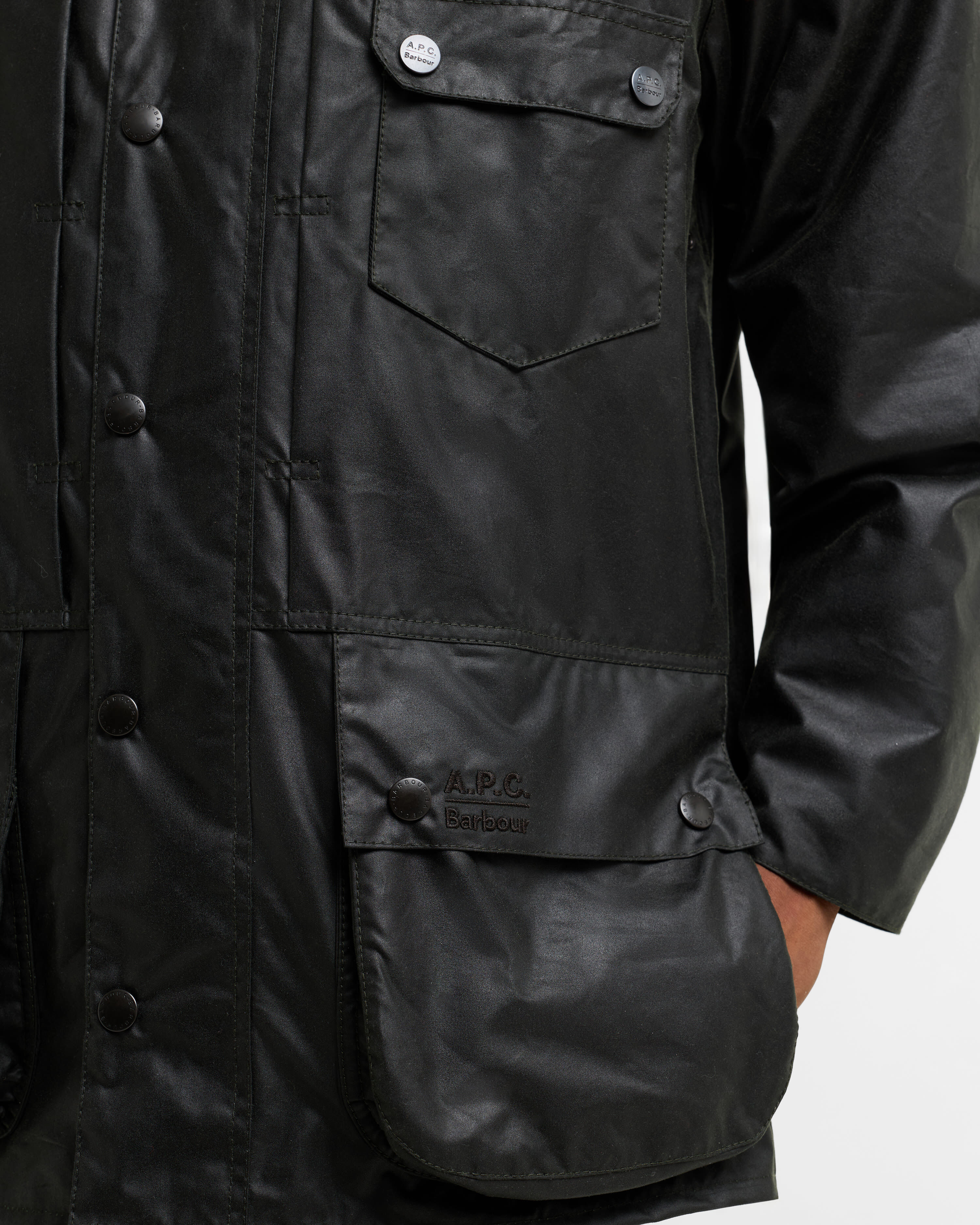 Barbour x A.P.C. Beaufort Waxed Jacket Dark Sage