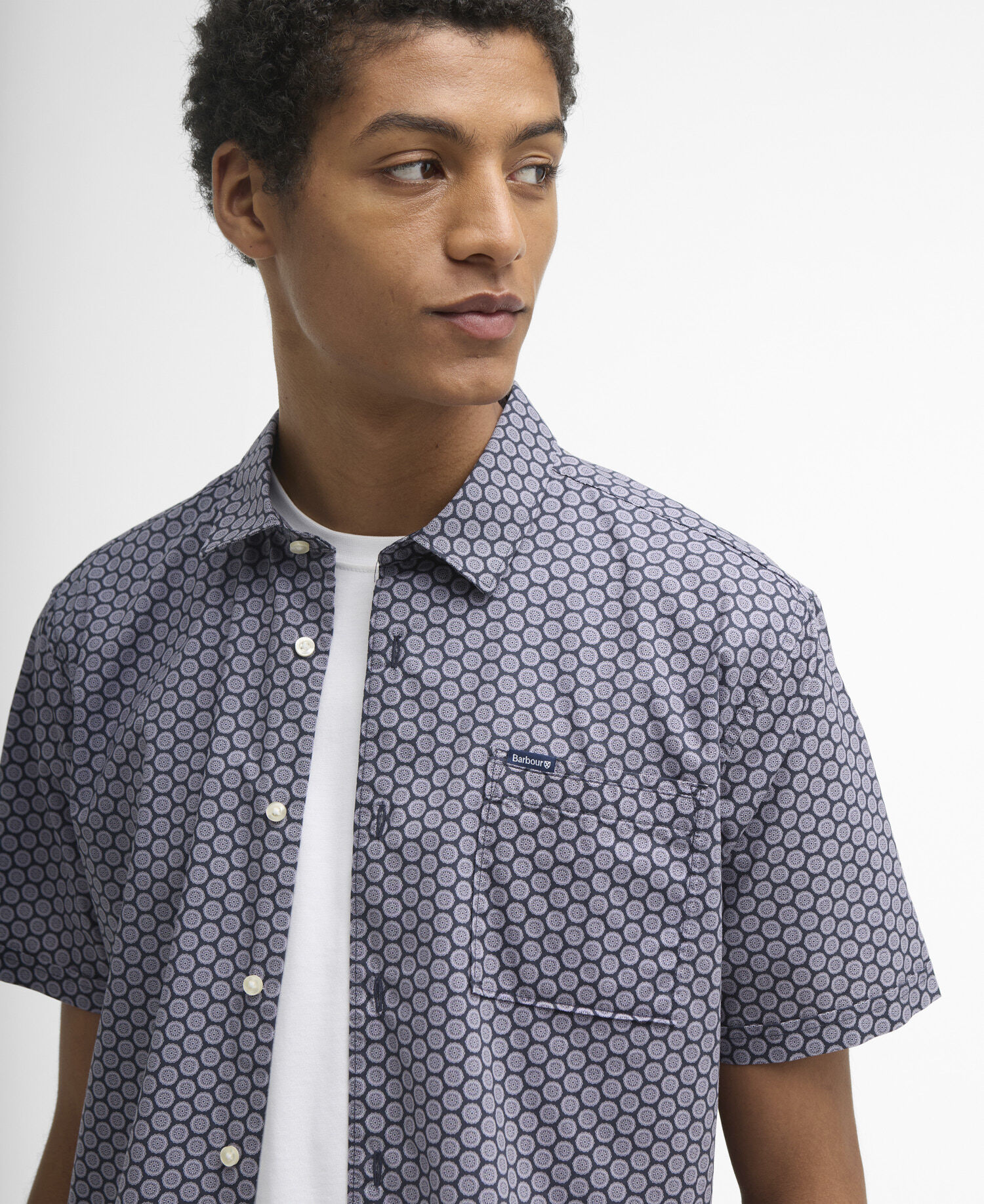 Kurzarmhemd Appledore Printed Regular Navy