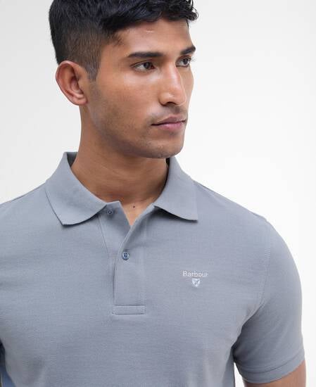 Sports Short-Sleeved Polo Shirt Washed Blue