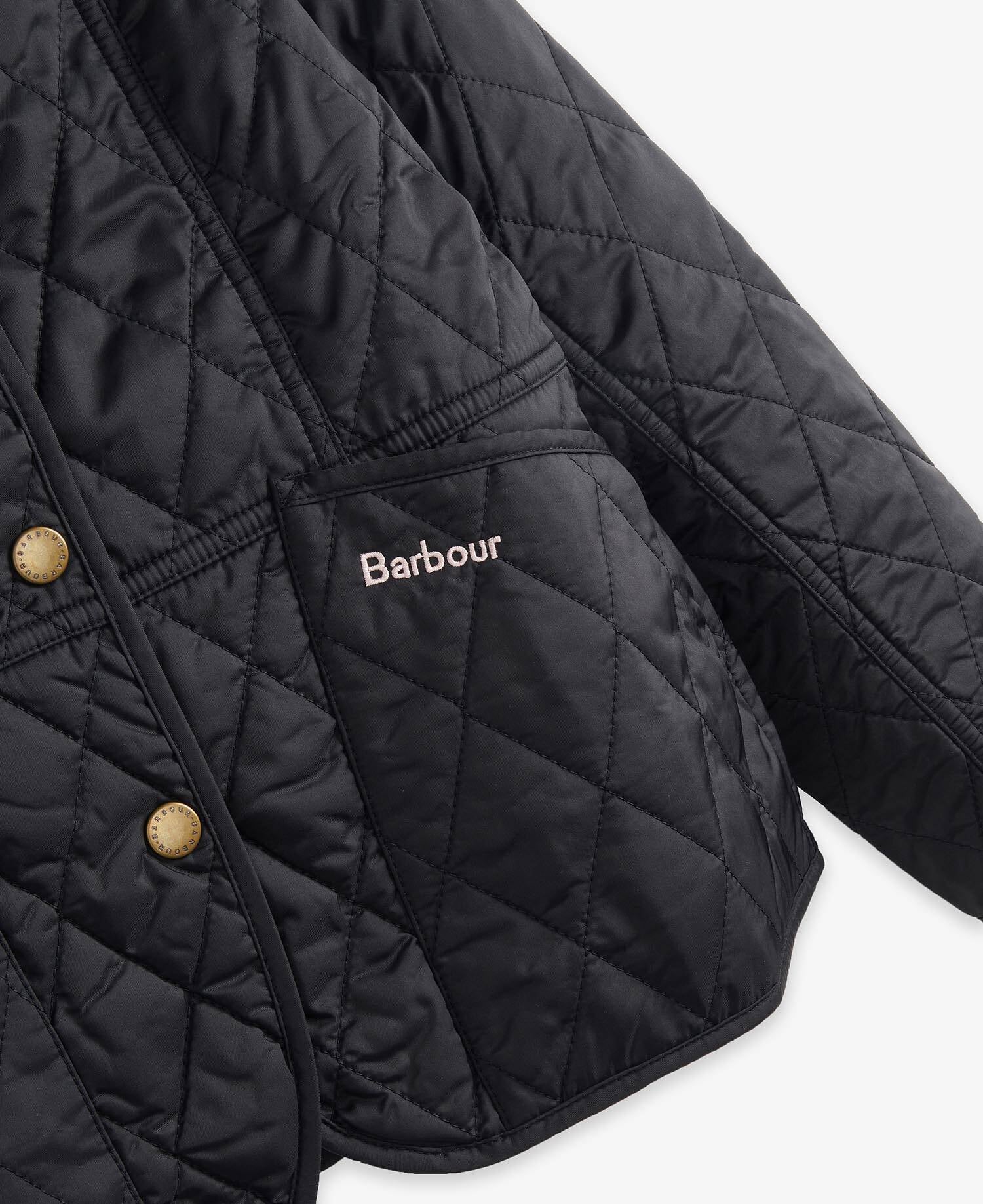 Girls Summer Liddesdale Quilted Jacket Black-Gardenia image number 2