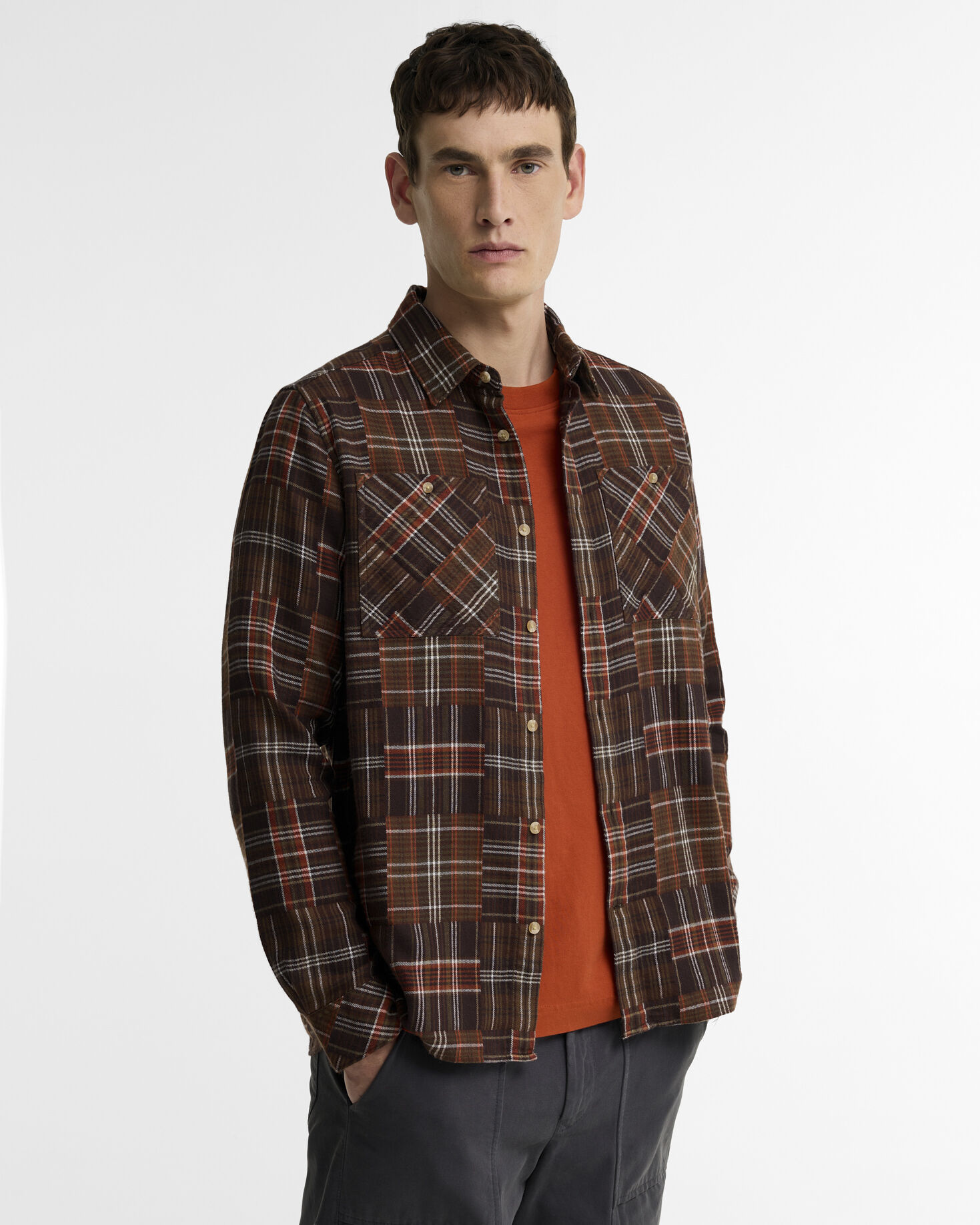 Cartrake Relaxed Patchwork Shirt Brown