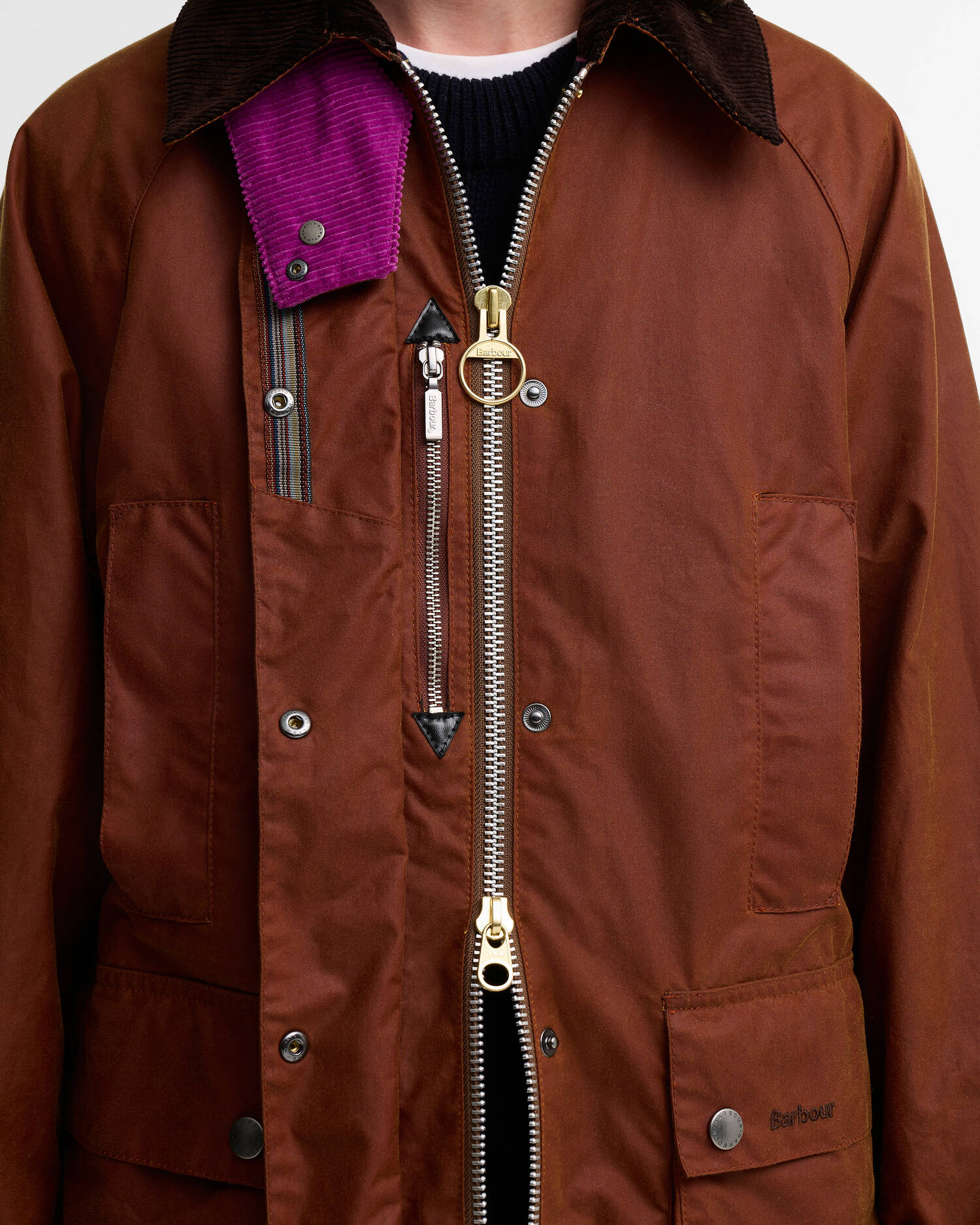 Paul Smith Loves Barbour Women's Beaufort Waxed Jacket Russet/Classic/Muted image number 4