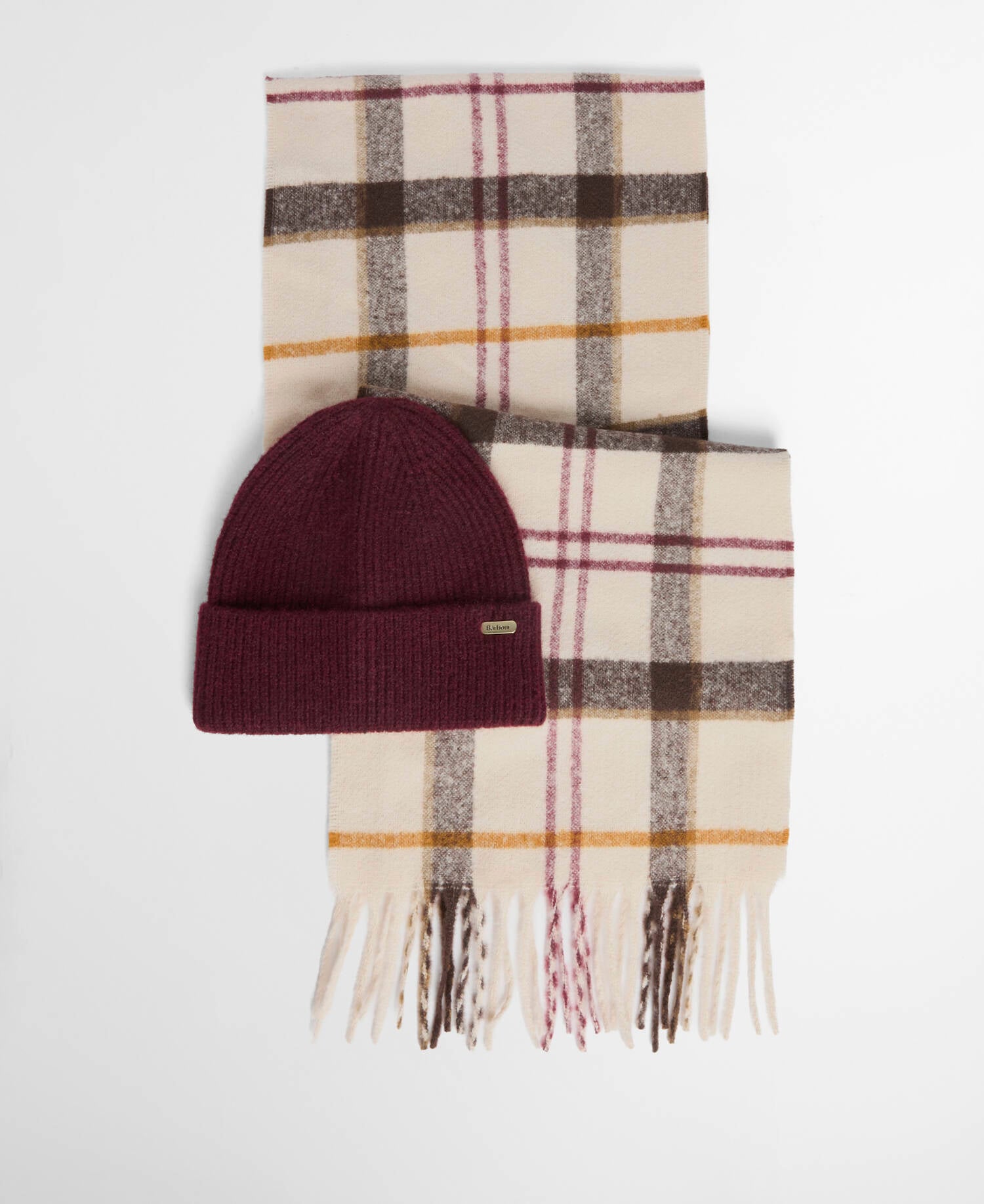Barbour Geschenkset Beanie & Schal Olivia Light Muted Tartan image number 0