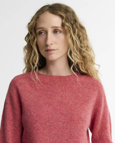 Scottish Made Dawn Wool Crew Neck Jumper Raspberry Red