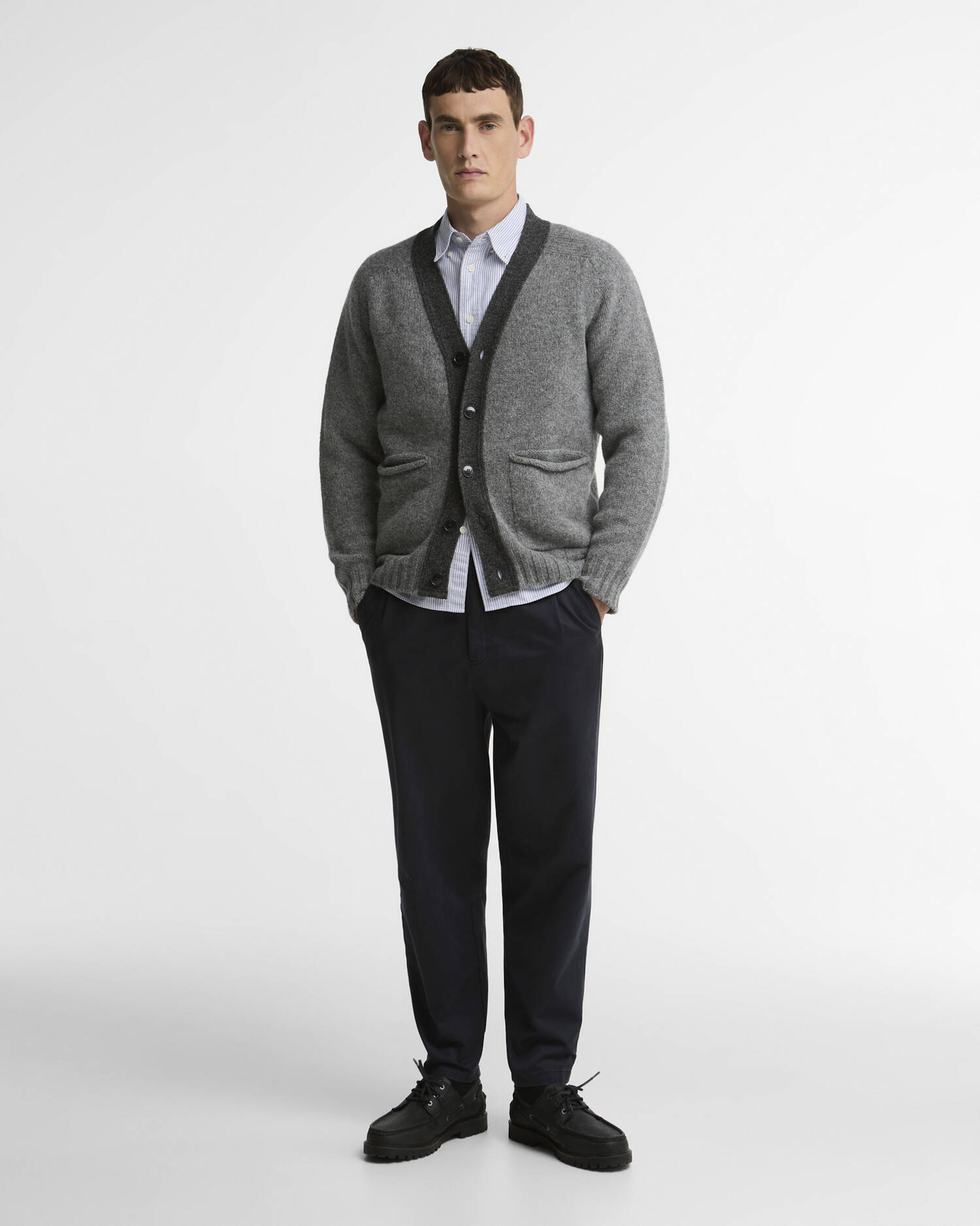 Scottish Made Wool Cardigan Grey Marl image number 1
