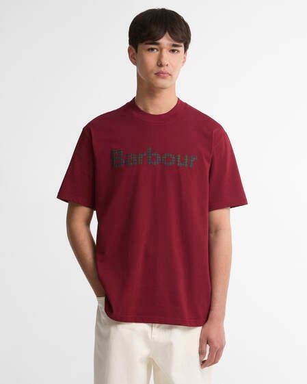 T-shirt oversize con stampa del logo in tartan Wine