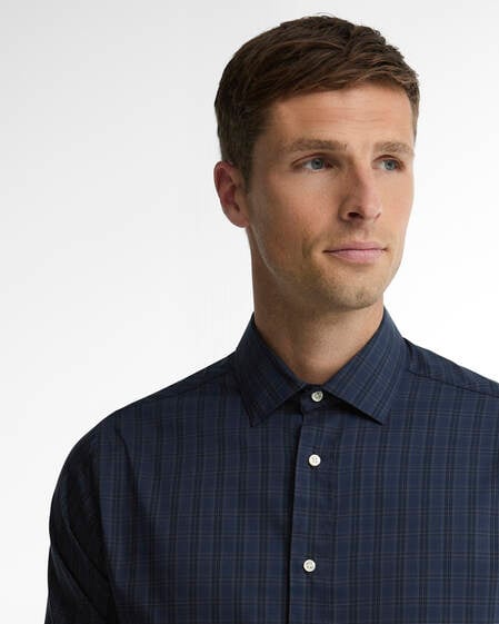 Harleton Tartan Tailored Long-Sleeved Shirt Midnight Loch