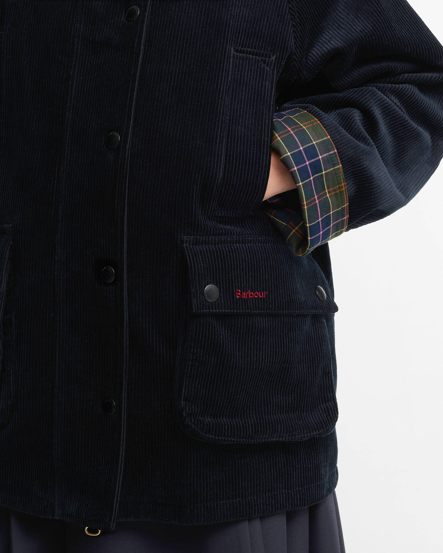 Paul Smith Loves Barbour Women's Cord Beaufort Casual Jacket Dk Navy/Classic/Muted image number 5