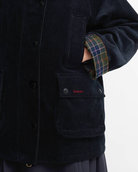 Paul Smith Loves Barbour Women's Cord Beaufort Casual Jacket Dk Navy/Classic/Muted