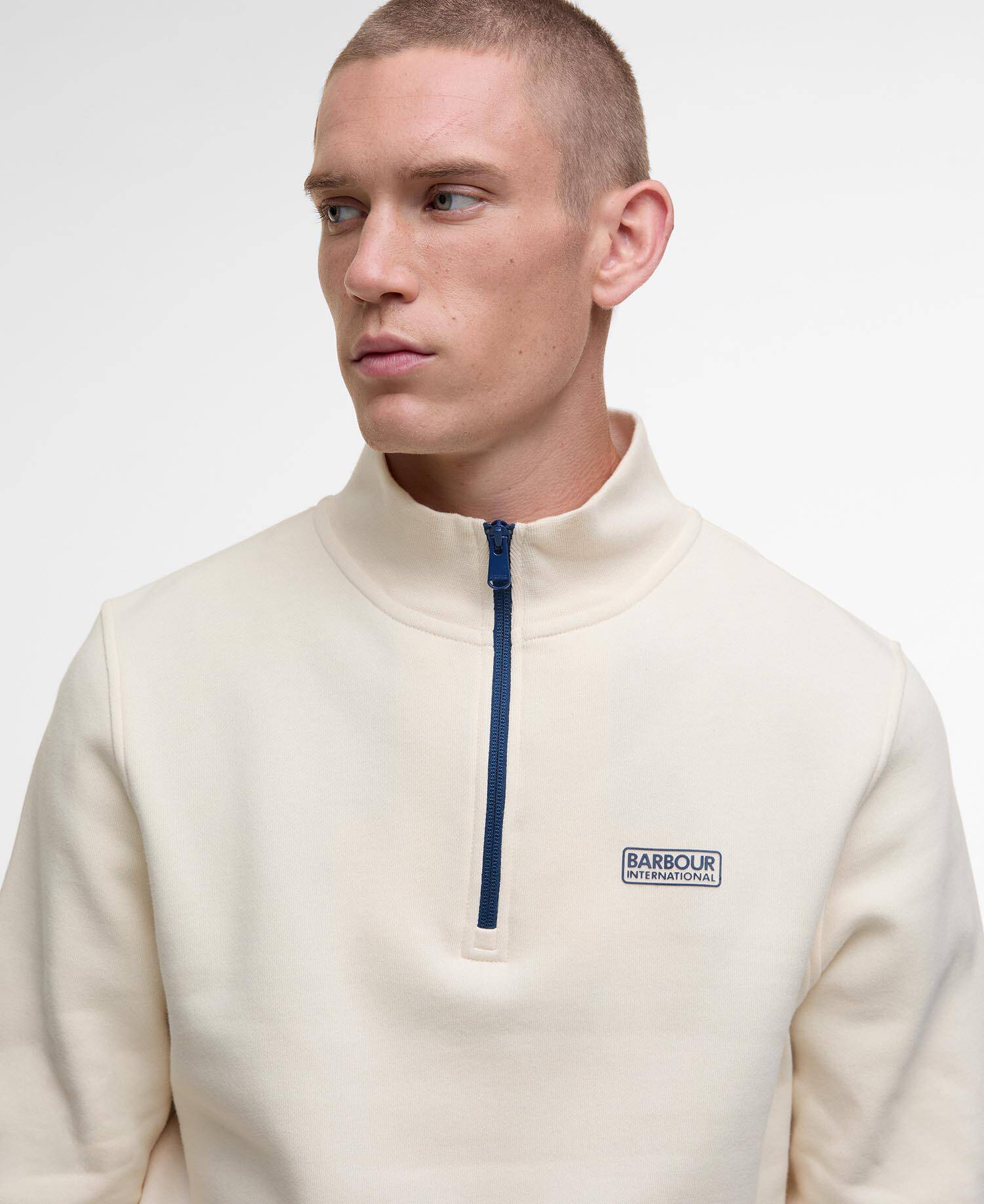 Felpa con zip corta Clipper Calico White image number 3