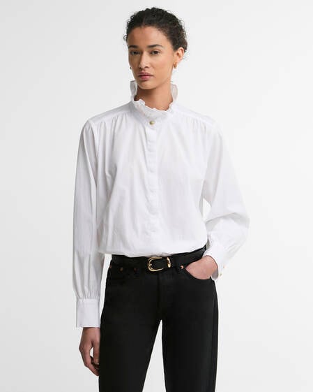 Adina Ruffle Collar Shirt White