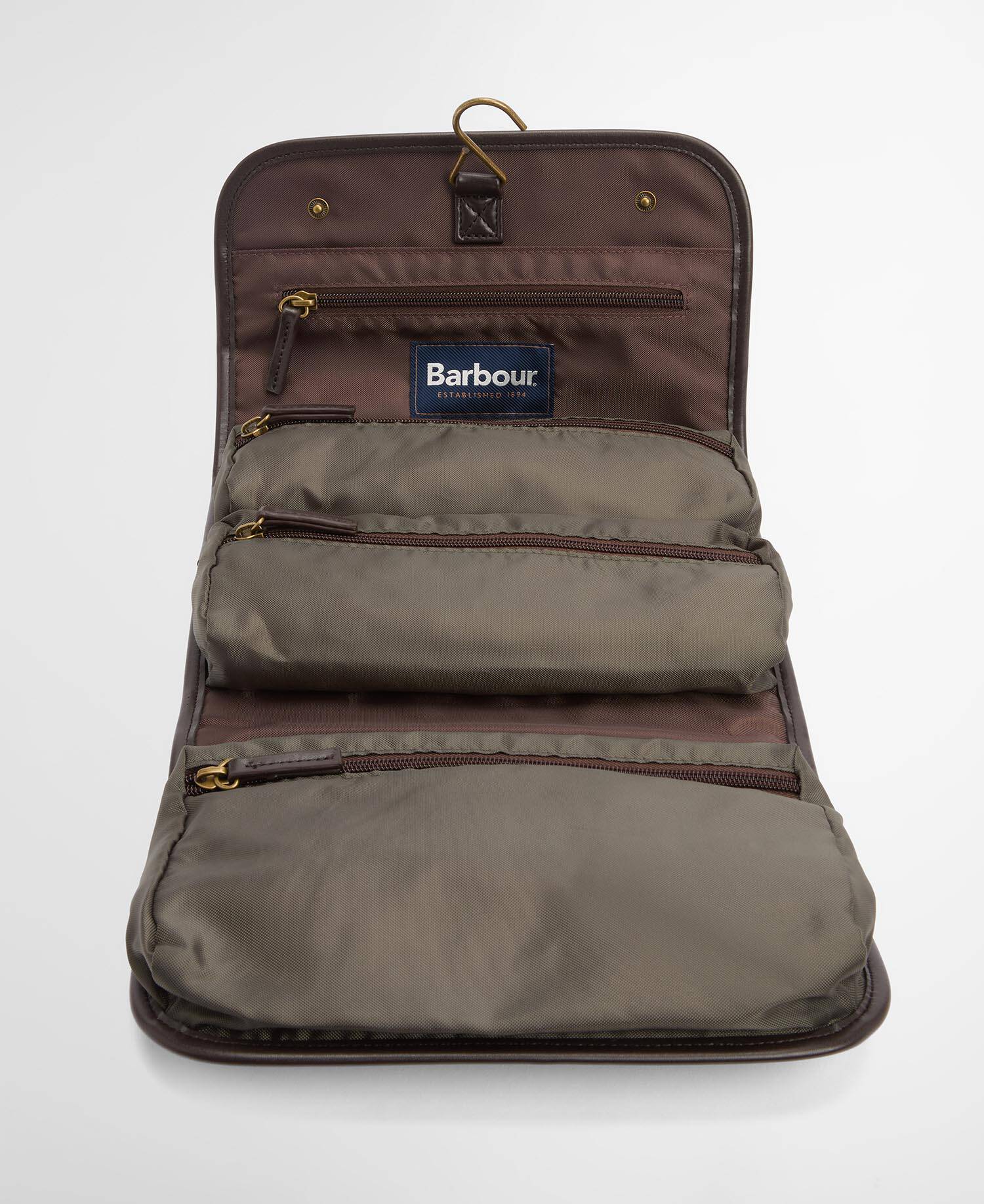 Waxed Hanging Washbag Olive/Beacon image number 5