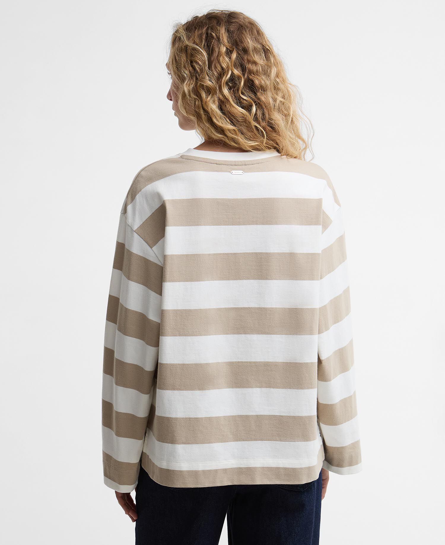 T-shirt a maniche lunghe Cartmel con motivo a righe Cloud/Light Sand Stripe