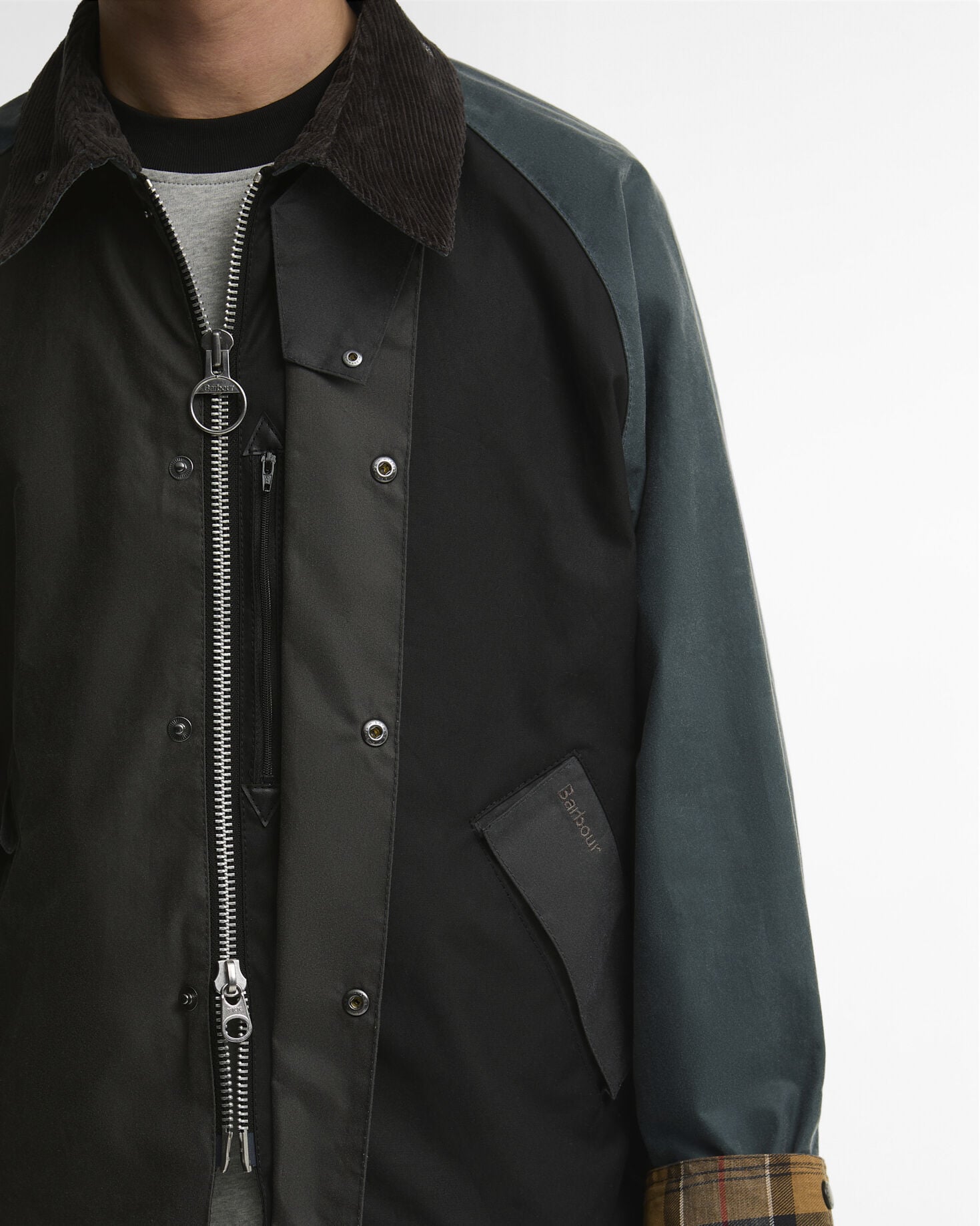 Patchwork Transport Waxed Jacket Black Multi